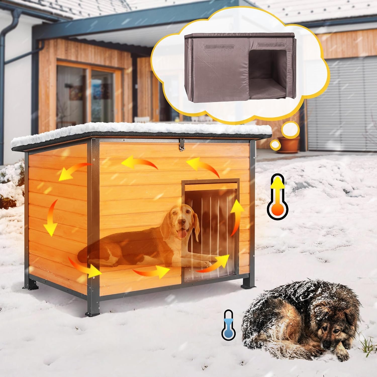 Large Insulated All-Season Wooden Dog House - Image 8