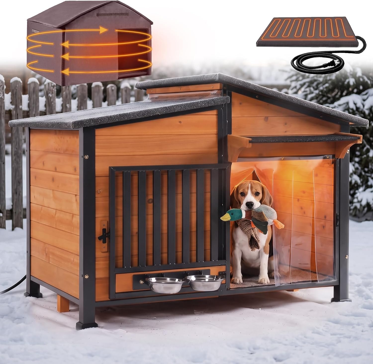 Heated Chew-Resistant Wooden Dog House