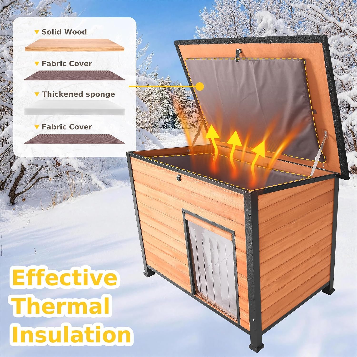 Large Insulated All-Season Wooden Dog House - Image 2