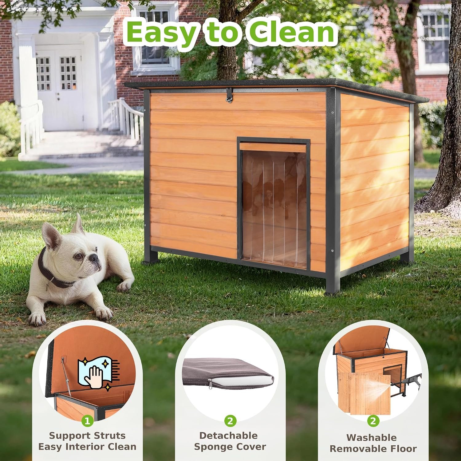 Large Insulated All-Season Wooden Dog House - Image 3
