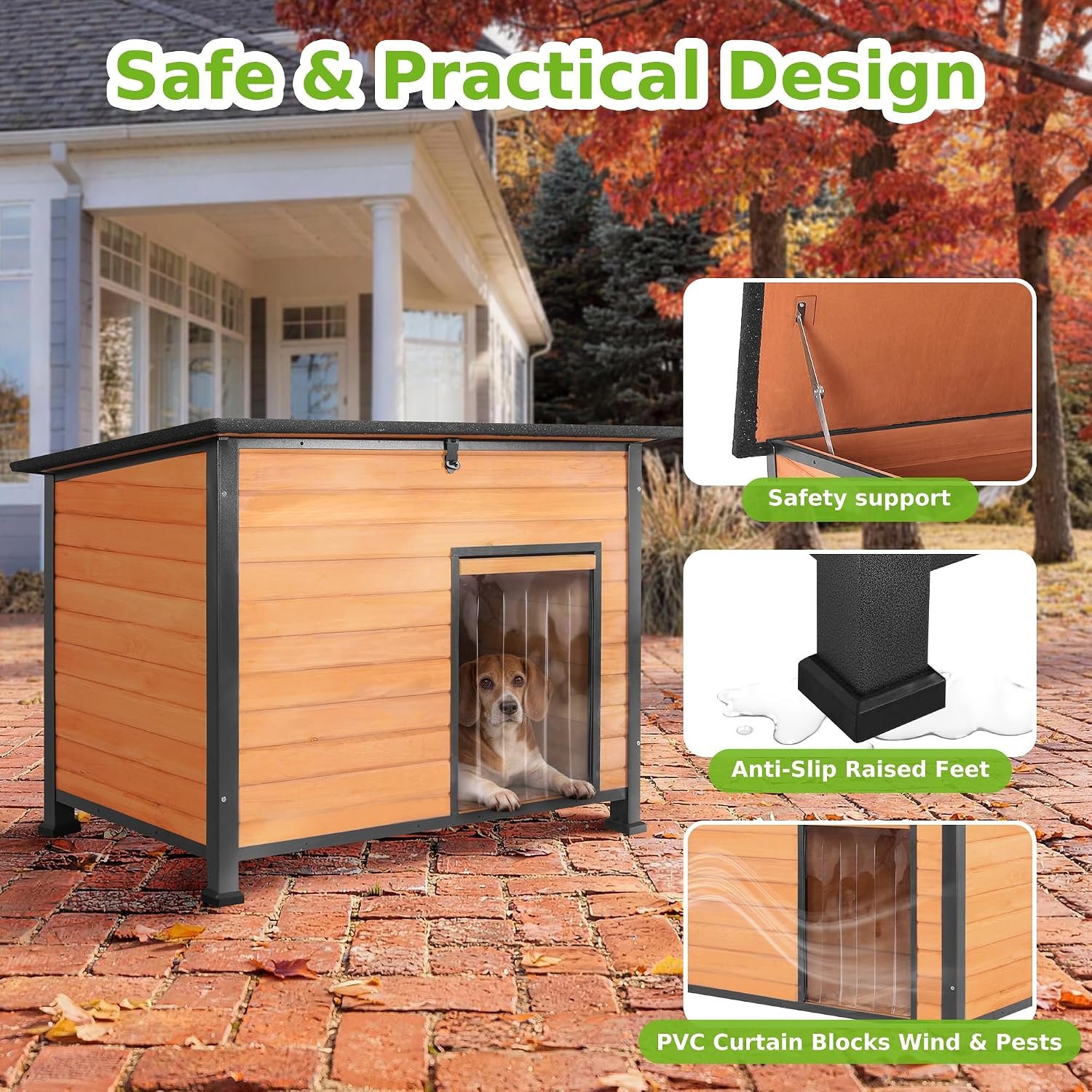 Large Insulated All-Season Wooden Dog House - Image 4