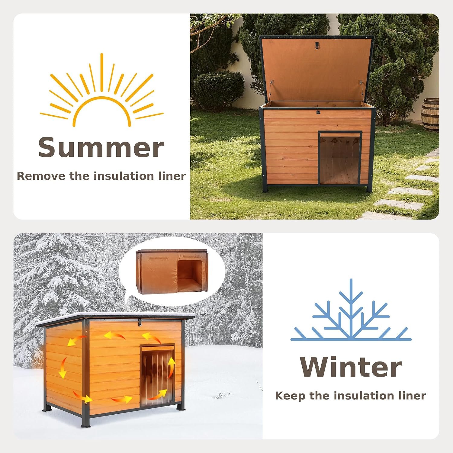 Large Insulated All-Season Wooden Dog House - Image 7
